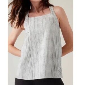 Athleta NWT Arrival Tank Amara Stripe White and Gray Boxy Fit size Small